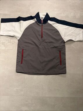FootJoy FJ Golf Half Zip Windshirt Pullover Gray White Navy Men’s Small